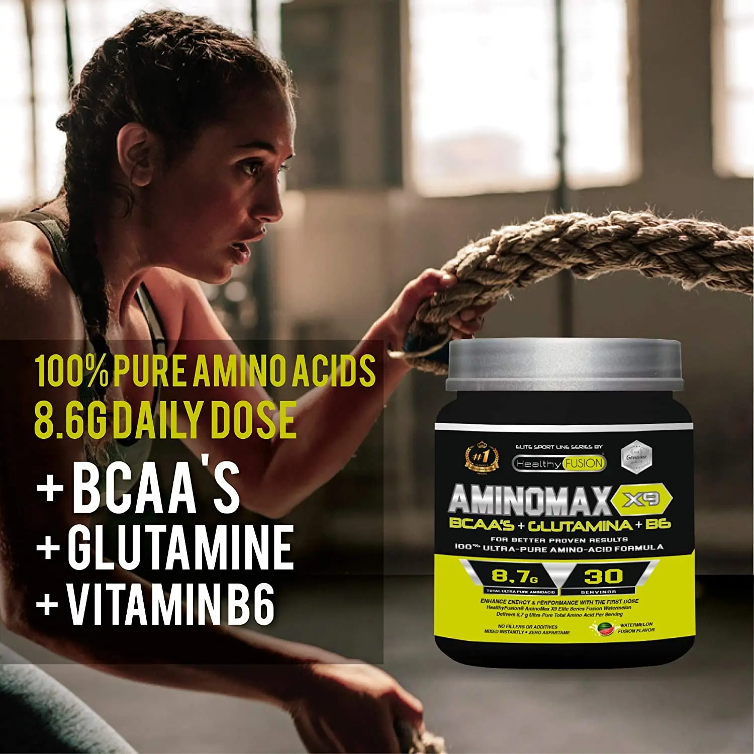 Amino kisline BCAA pure | Aminokislin, esencialnih z BCAA + Glutamina + vitamin B6 | Povečuje mišične mase | 30 tomas
